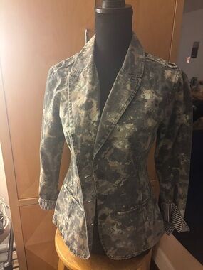 Women’s Camouflage Pattern Blazer Jacket - Green